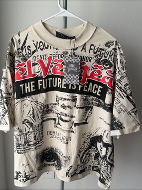 Cream Graphic Short Sleeve Tee - The Future Is Peace
